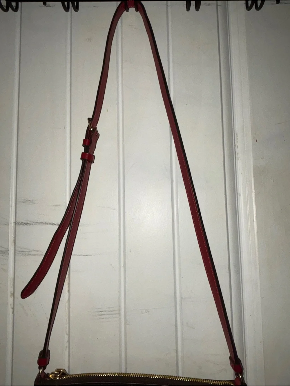 Coach Brown Signature Crossbody with Red Trim